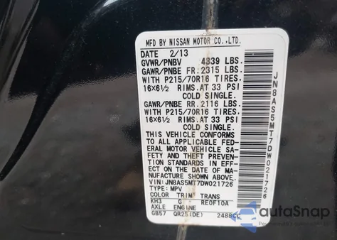 2013 Nissan Rogue S z USA, uszkodzony, nr VIN JN8AS5MT7DW021726